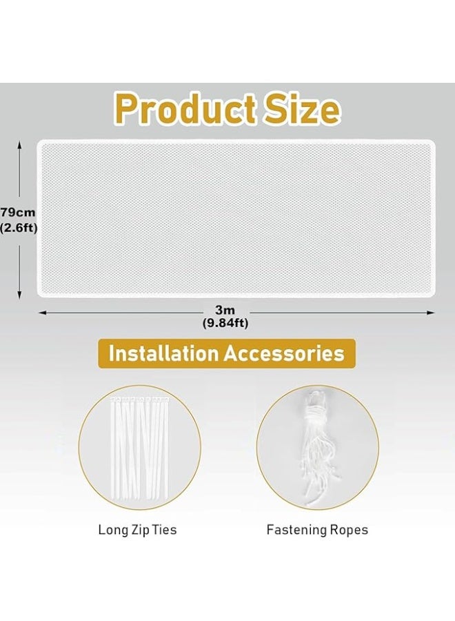 DUNISO 3 Metre Baby Safety Stair Railing Net, Baby Bannister Guard, Child Safety Net, Children's Outdoor Balcony Fence Protection Mesh, No Drilling For Dog Cat Window (300x79cm, White) - Image 3